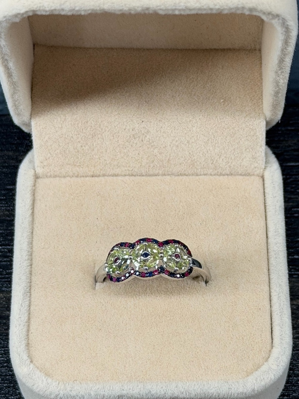 Natural Yellow & Blue Ceylon Sapphire w/ Ruby in 925 Sterling Silver Ring - Picture 9 of 13